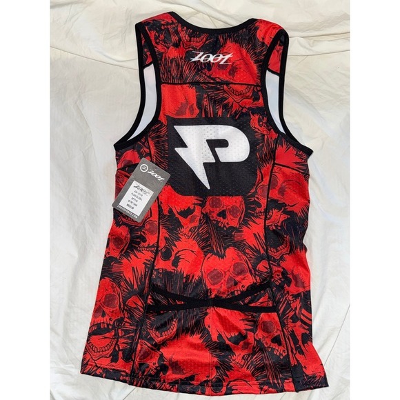 Zoot NWT plush global triathlon red top with skulls Women's tri tank medium - Picture 2 of 8